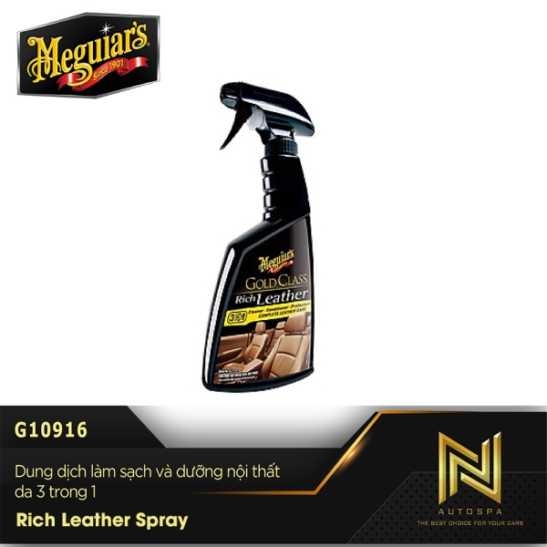 Gold Class Rich Leather 3-in-1 Spray / Làm sạch và dưỡng da nội thất ô tô dòng Gold Class - G10916