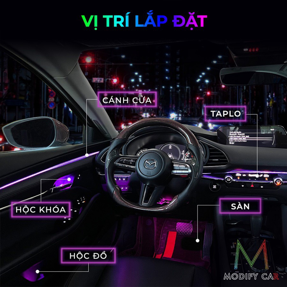 Led Viền Nội Thất Car Ambient Light V2 – 64 Triệu Màu Sắc
