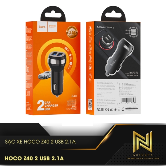 Cóc Sạc Xe Hoco Z40. 2 Cống USB 