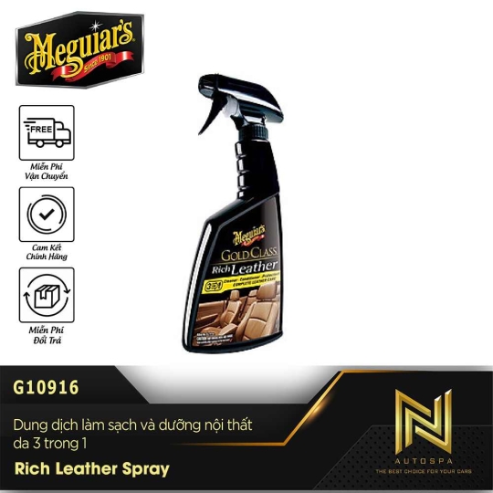 Gold Class Rich Leather 3-in-1 Spray / Làm sạch và dưỡng da nội thất ô tô dòng Gold Class - G10916