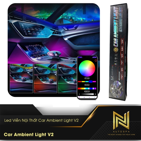 Led Viền Nội Thất Car Ambient Light V2 - 64 triệu màu sắc