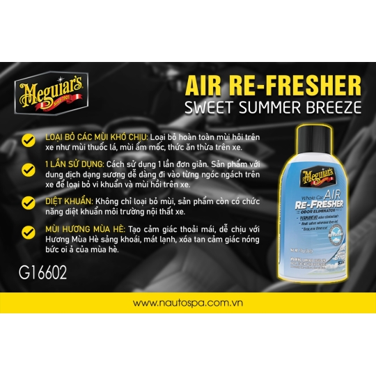 Meguiar's Air Re-Fresher Mist / Khử mùi diệt khuẩn nội thất ô tô - Hương Mùa Hè - G16602